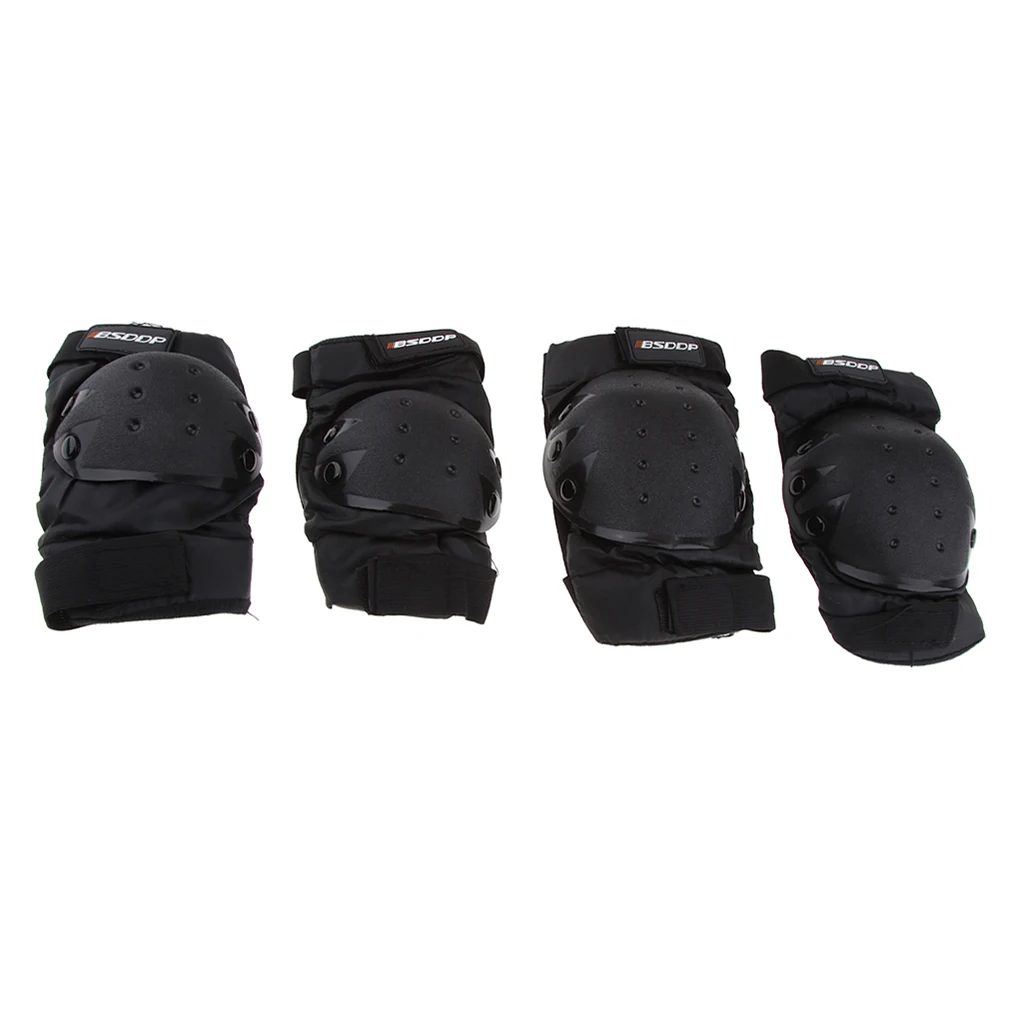 4Pieces Adults EVA Motorcycle ATV Motocross Elbow Knee Pads Shin Guards Protector Motorbike Racing- for Adult (Short)