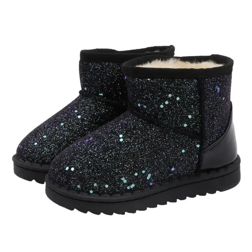 

Girls Snow Boots Winter Kids Shoes Baby Children's Pink Black Soft Boots Bling Sequins Baby Girl Boots Toddler Winter Boots