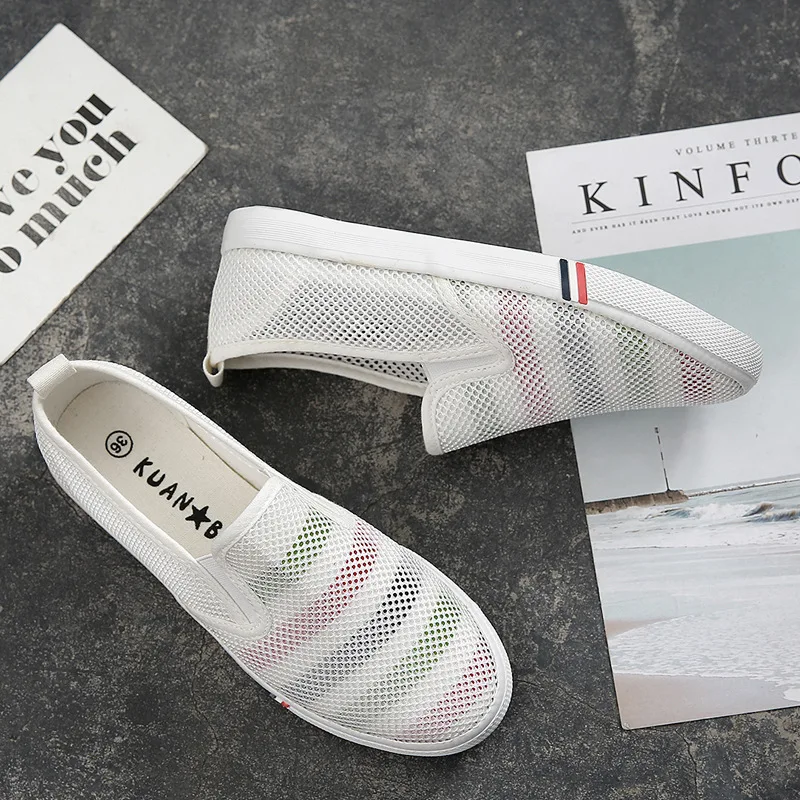 

2019 Summer New Style Punched Sheet Shoes Canvas Shoes Student Korean-style Versatile Slip-on Loafers Mesh Cloth Shoes