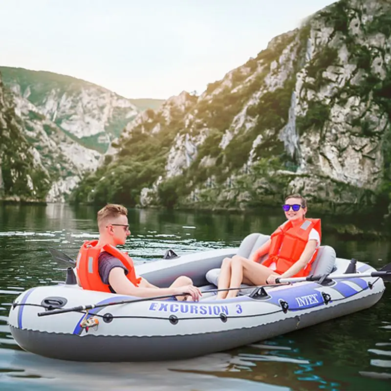 

0.75 MM Durbable Excursion 3 Boat Intex 68319 Inflatable Dinghy Raft Lake River Fishing Boat For 3 Person