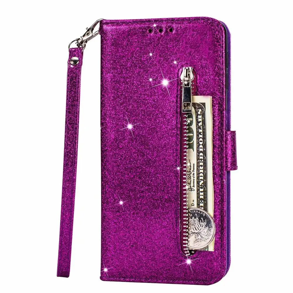 Purple Флип-кошелек на молнии кожаный чехол для телефона для Redmi Note 8 Pro Note 7 Pro Note7S кредитный держатель для карт чехол Защитный чехол для Redmi - Цвет: Purple