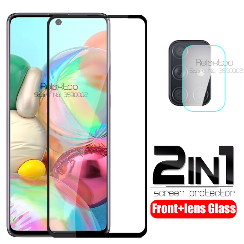 

2 in 1 camera tempered glass For samsung Galaxy a71 screen protector sumsung a 71 a715F sm-a715F 6.7" protective lens Film Cover