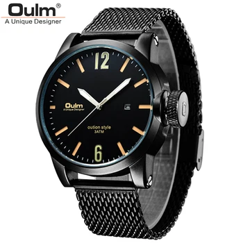 

Oulm Top Brand Luxury Men Watches Waterproof Date Wrist Watch Male Mesh Strap Casual Quartz Clock Relogio Masculino