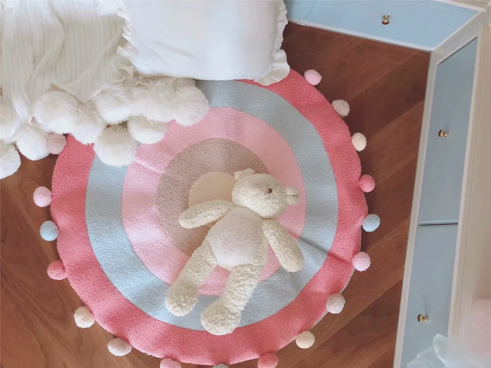 90 см красочный детский игровой коврик Круглый Мультфильм Hairball утолщаются морские водоросли коврик для ног для спальни ванной нескользящий коврик
