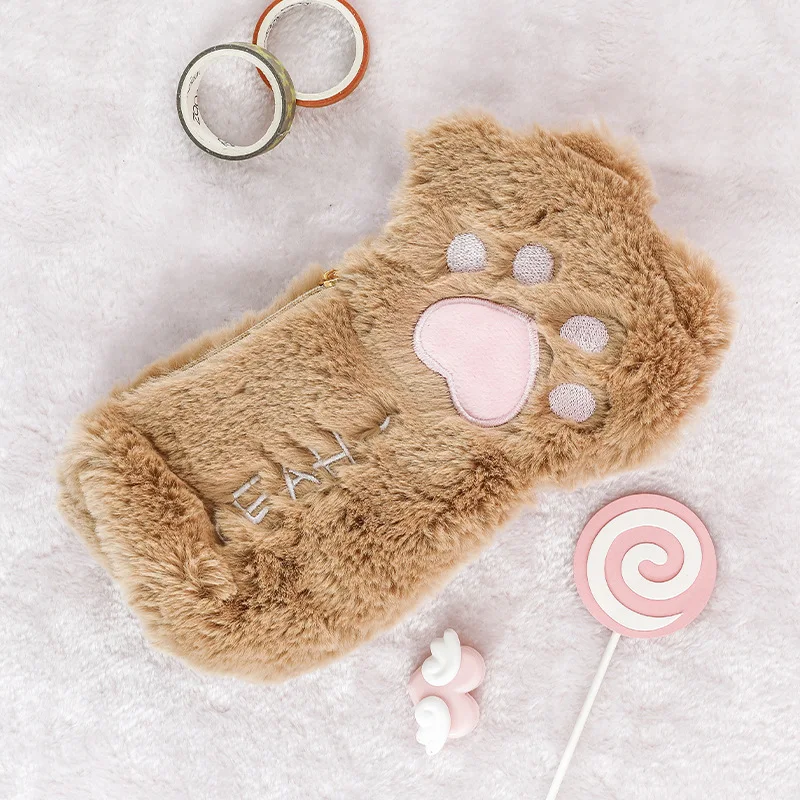 ZongSe 1 шт. кавайный чехол для карандаша в виде кошачьей лапки плюшевые подарок Хэлло Китти школьный пенал карандаш Чехол Карандаш сумка, школьные принадлежности канцелярские товары - Цвет: ZongSe