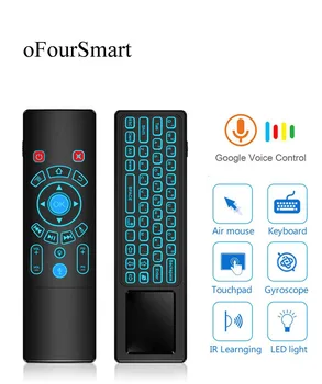 

oFourSmart T6 Plus 2.4G Qwerty Air Mouse Wireless Keyboard touchpad Universal Remote Control with backlit + google voice
