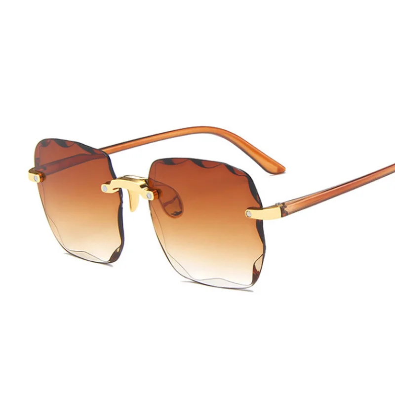  - Square Sunglasses Woman Brand Designer Fashion Rimless Gradient Sun Glasses Shades Cutting Lens Ladies Frameless Eyeglasses