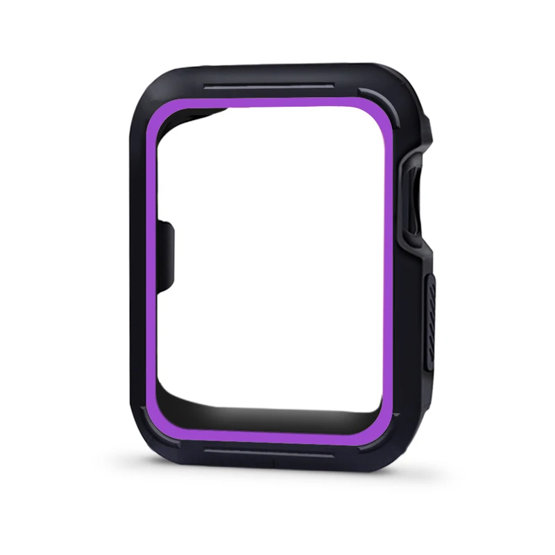 black purple ТПУ чехол для Apple watch Case Apple watch 4 44 мм 40 мм силиконовые защитные часы бампер матч Nike спортивный ремешок аксессуары 44 40 - Цвет: black purple