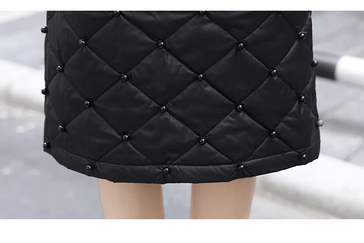 2XL,, хлопковая юбка для женщин, зимняя, размера плюс, с бисером, на молнии, тонкая юбка, длинная, толстая, теплая, длина до колена, женские юбки, элегантные