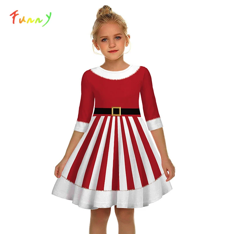 Op het randje Vloeibaar Asser Meisjes Kids Kerst Jurk Tiener Half Mouw 3D Print Xmas Peuter Jurk Meisje  Kleding Vestido Infantil Kinderen Nieuwe Jaar Outfit|Jurken| - AliExpress