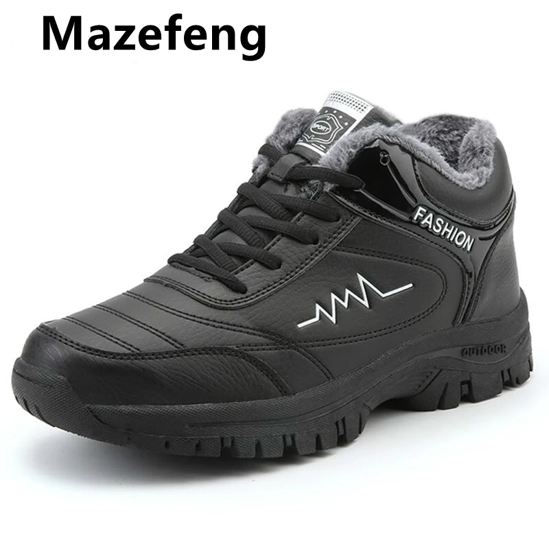 

2019 New Winter PU Leather Men Boots Work Casual Ankle Boots Men Winter Shoes Male Non Slip Rubber Snow Boots For Men