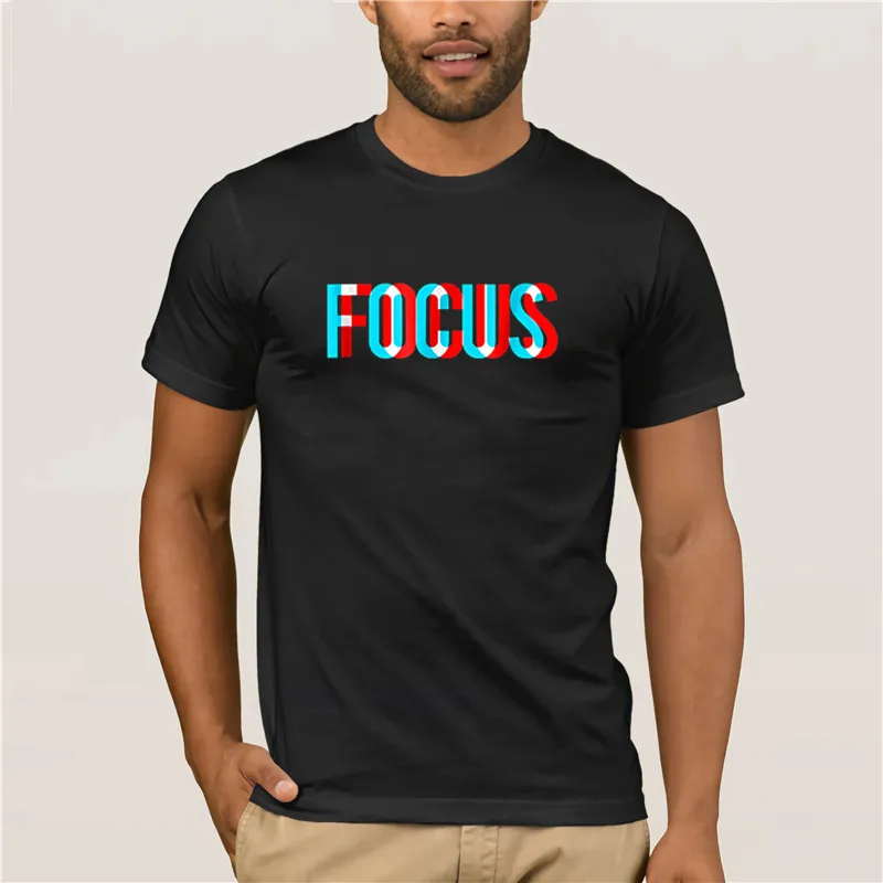 

100% Cotton 2020 men shirt Focus Optical Illusion Trippy Short sleeve Motivational fashion summer mens T Shirt