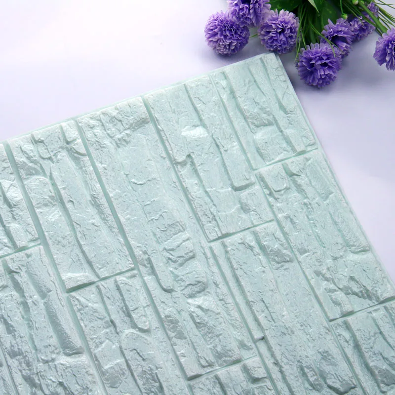 DIY самоклеющиеся 3D наклейки на кирпичную стену Декор для гостиной пенопластовое водонепроницаемое покрытие для стен обои для телевизора фон для детской комнаты - Цвет: Небесно-голубой