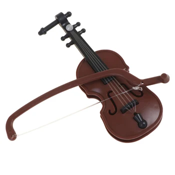 Plastic Violin 1/12 Dolls House Miniature Music Instrument Model Accessories Toy 1