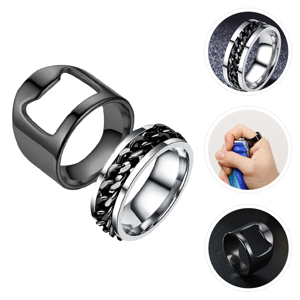 1 Pair Bottle Cap Opener Rotatable Knuckle Ring Beer Coke Bottle Cap