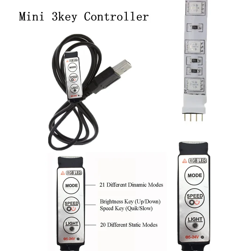 5 в RGB светодиодные ленты аксессуары/Одноцветный контроллер 4Pin 3Key/17Key RF/24Key ИК Разъем дистанционного управления для полосы