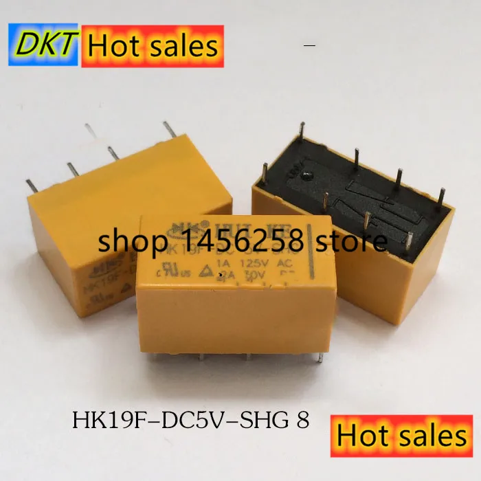50 teile вещей/партия сигнала Генератор импульсов HK19F-DC5V-SHG HK19F-DC12V-SHG HK19F-DC24V-SHG 3 v 5 v 6 v 1A 125AVC 30VDC 8PIN