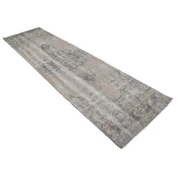 

92x330 Cm Beige Handmade Overdyed Runner Rug-3x11 Ft