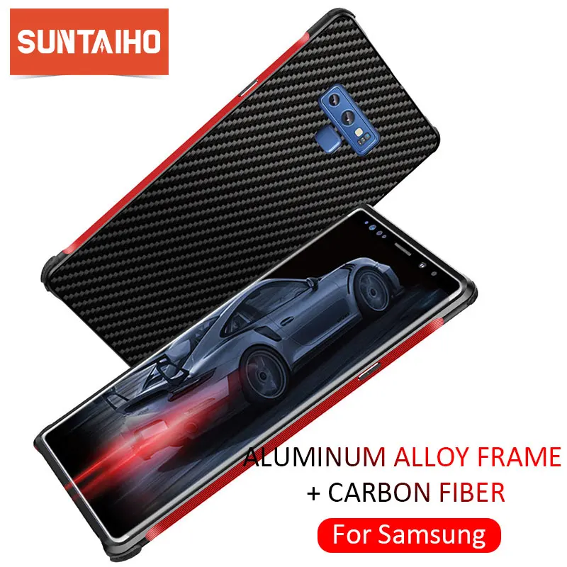 Suntaiho чехлы для телефонов из углеродного волокна для samsung Galaxy S8 S9 Plus Note 8 металлическая рамка бампер алюминиевый сплав рамка Защитная крышка