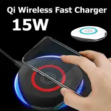 LEORY светодиодный дыхательный светильник 15 Вт Беспроводное зарядное устройство Qi быстрая Беспроводная зарядная площадка для HuaWei Xiaomi Vivo