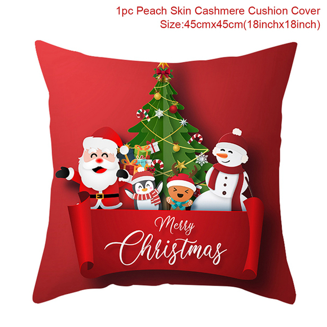 Cushion Cover Merry Christmas Decorations for Home 2021 Christmas Ornament Navidad Noel Xmas Gifts Happy New Year 2022