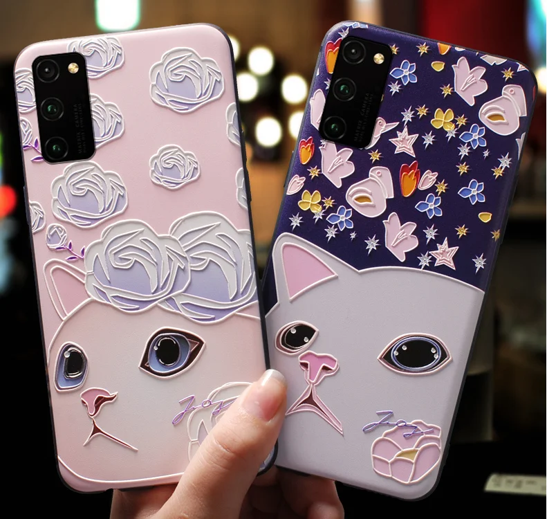 Чехол с 3d тиснением для Huawei Honor View 30 Pro V30 Nova6 задняя крышка мягкие милые чехлы