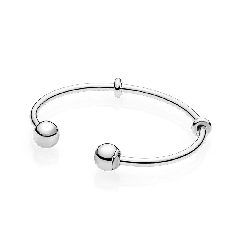 

New 100% 925 Sterling Silver Moment Open Bangle Bracelet with Original Logo Fit European Charms Bead Bracelet