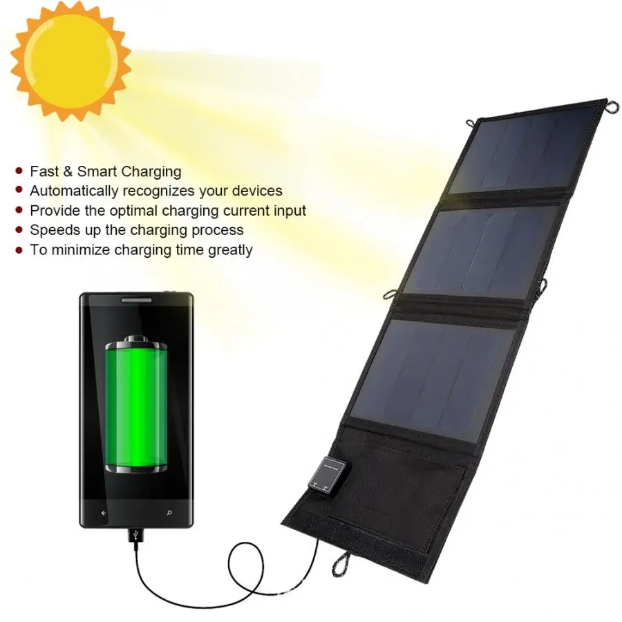 20 Вт Портативный двойной USB складная Высокая конверсионная панель солнечной батареи для туризма телефон зарядное устройство выход USB 5 В
