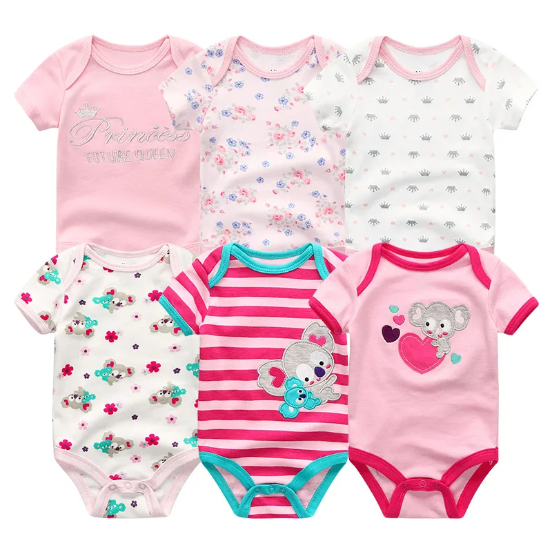 6 шт./лот, одежда для маленьких мальчиков с изображением единорога хлопковая детская одежда комбинезоны для новорожденных от 3 до 12 месяцев, одежда для маленьких девочек roupa de bebe - Цвет: baby girl 8