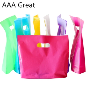 

Custom Gift Bags Plastic Shopping Bags Wholesale With Handle Promotion Packing Bag Plastic 50Pcs/Bag Party Wedding New