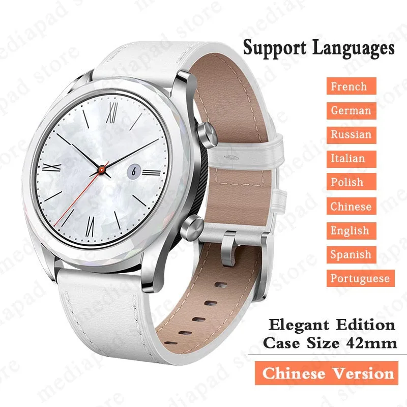 CN White Elegant HUAWEI WATCH GT Смарт спортивные часы 1,39 дюймов AMOLED цветной экран Heartrate отчет gps плавание Бег Велоспорт сна монитор Часы - Цвет: CN White Elegant