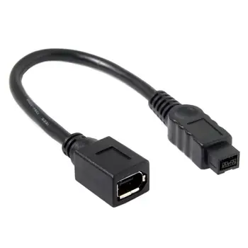 

Black IEEE 1394 IEEE1394 6PIN Female to 1394b 9PIN male Firewire 400 TO 800 Adapter Short Cable 10cm 0.1m