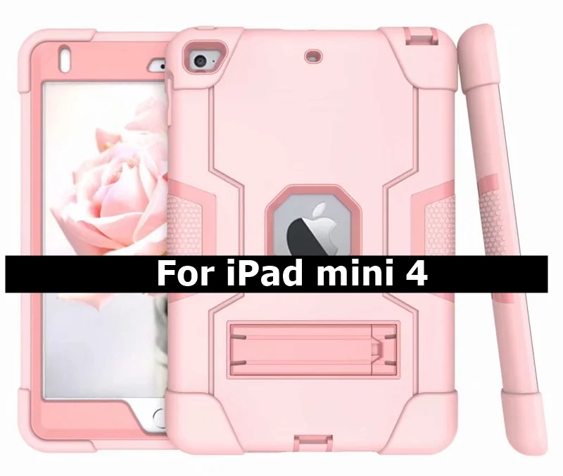 Mini 4-Pink Чехол для Apple iPad mini 5 7," чехол для детей безопасный резиновый силиконовый противоударный бронированная подставка держатель чехол Чехол для iPad mini 4 - Цвет: Mini 4-Pink