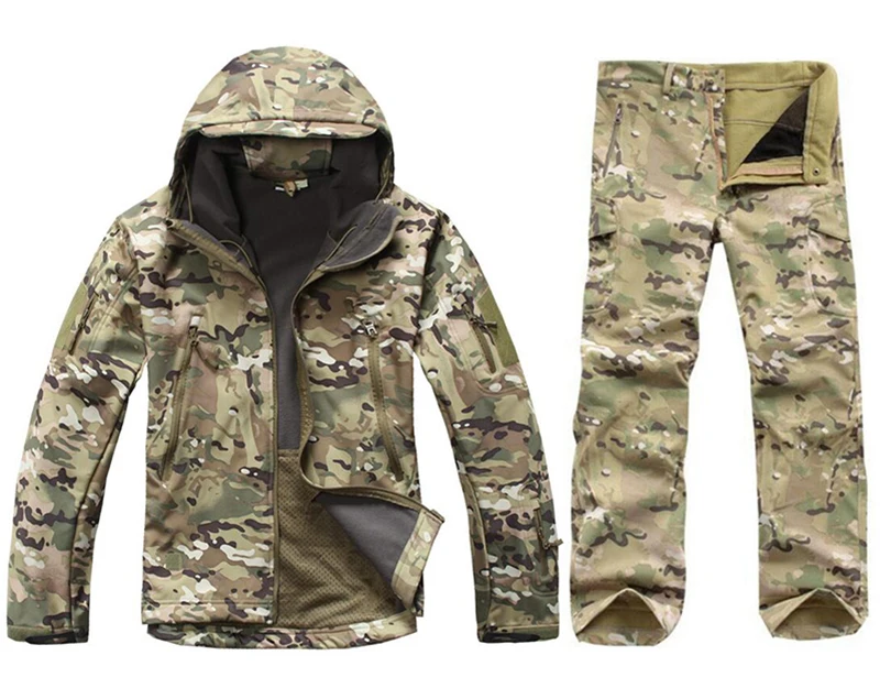 Tactical Camouflage Suits Men Women Waterproof Shark Skin Soft Shell Jacket Pants Outdoor Trekking Hiking Camping Hunting Sets