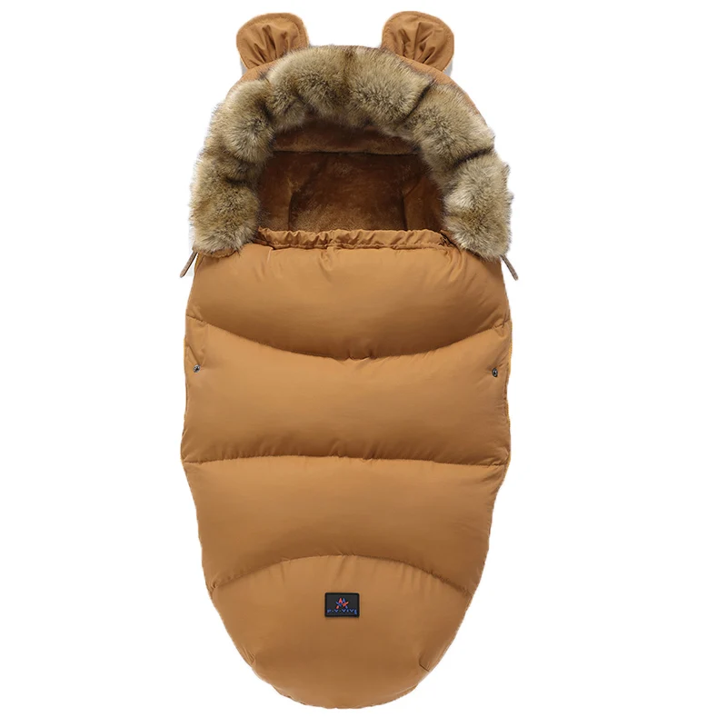 Brown Fur collar 0-24 м детский спальный мешок для коляски, зимние теплые ветрозащитные утолщенные спальные мешки для младенцев, конверты для инвалидных колясок, Товары для новорожденных - Цвет: Brown Fur collar