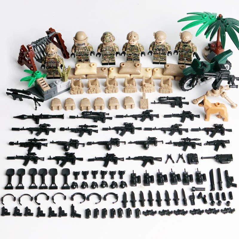 

Special Forces Soldier Figures Building Blocks Set Military Figure with Weapons Motorcycle Model Assembled Children Block Toys
