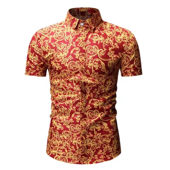 

Men'S Casual Short Sleeve Summer Hawaiian Beach Shirt Men Button Down Floral Print Shirts Fashion Loose Tops Holiday Vacation Cl