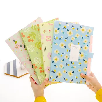 

4 Color office stationery file folders Kawaii Plastic Folder Holder Document Bag Organizer Multi-Function 5 grid Into Storage