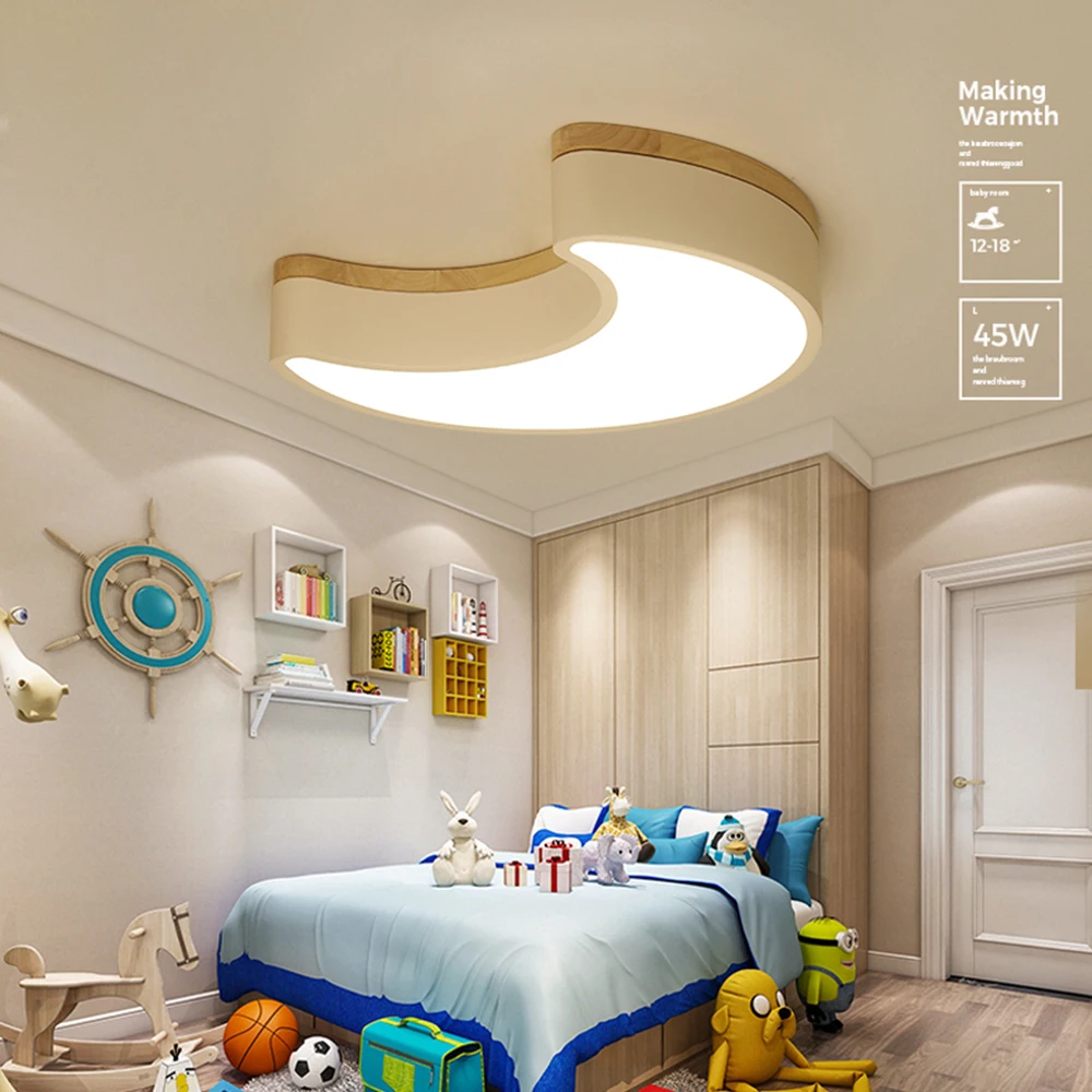 

wood LED ceiling Lights moon Remote Control 41cm 51cm girls children's bedroom creative romantic home decoration luminaire