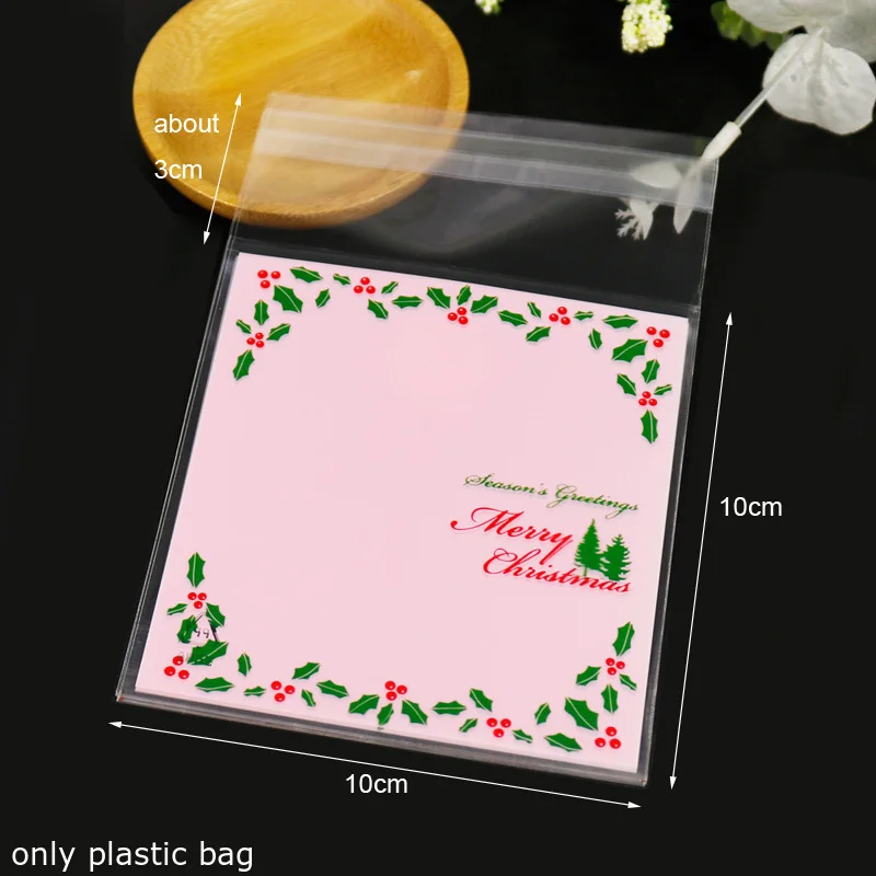 10x10cm 100 шт Счастливого Рождества пластиковый конверт самоклеющийся Санта-Клаус Рождественский подарок для детей пластиковая сумка-конверт почтовый отправка Сумки - Цвет: 10x10cm