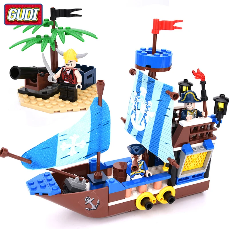 

GUDI Legoingly Caribbean Black Pearl Ghost Ship large Models Building Blocks educational Bricks Birthday Toy Compatible
