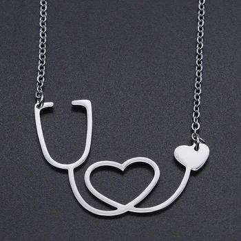

Stethophone Stainless Steel Charm Necklace for Women Wholesale Fashion Jewelry Necklaces Dropshipping Dainty Steel Necklaces