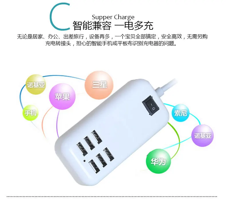 5 V/3A 6 USB порт несколько настенное умное зарядное устройство адаптер быстрой зарядки ЕС/США штекер телефон USB зарядное устройство для samsung для iPhone huawei