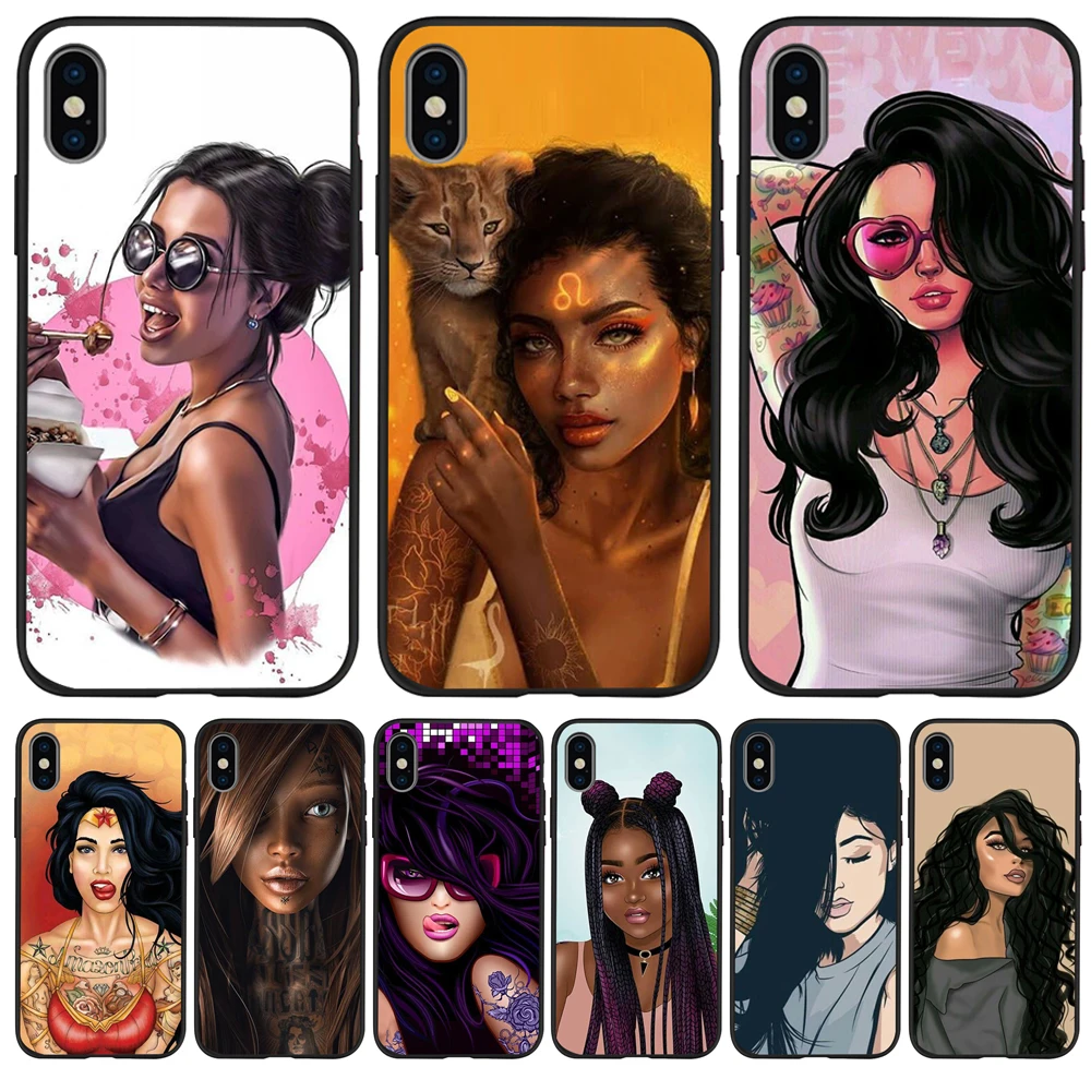 

fashion Africa girl For iPhone X XR XS Max 5 5S SE 6 6S 7 8 Plus phone Case back Cover phone Funda Coque Etui silicone soft tpu