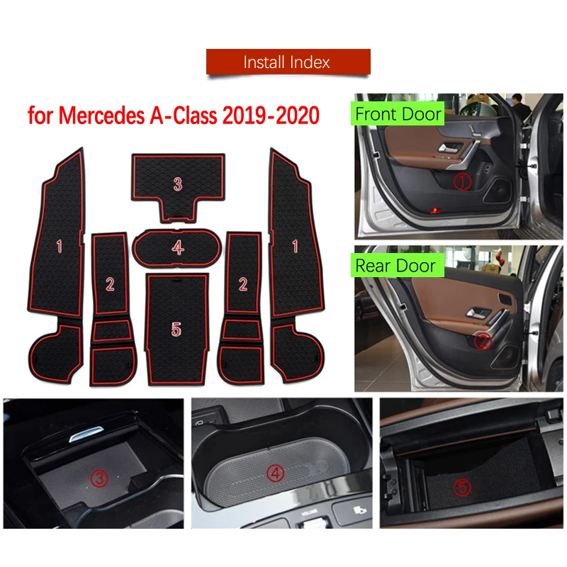 Противоскользящая дверная резиновая подушка для Mercedes Benz A-Class W177 A класс A220 A250 A45 AMG аксессуары для салона автомобиля