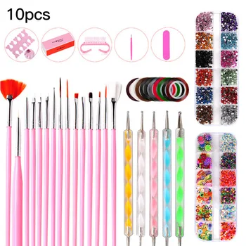 

10Pcs Manicure Point Drill Pen Set Nail Art Brush Kit Portable Polishing Manicure Tool