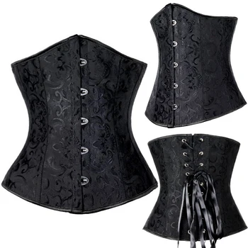 

Busk Boned Waist Trainer Corsets Bustier Slim Body Shaper Plus Size Corselet / Steel Black/white/red Sexy Print Button SPARSHINE