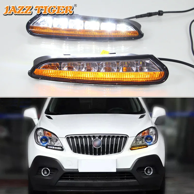 JAZZ TIGER 2PCS Turn Yellow Signal Function 12V Car DRL Lamp LED Daytime Running Light For Opel Mokka 2012 2013 2014 2015 | Автомобили и