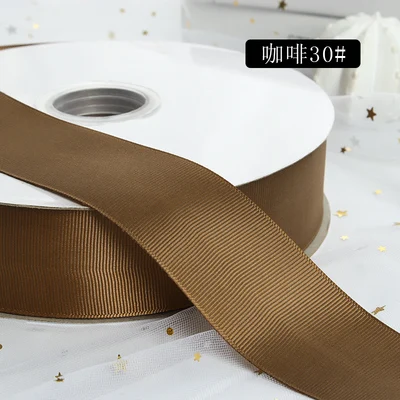 Kewgarden тканевая лента для упаковки Grosgrain ленты 1," 38 мм DIY цветок волос бант в качестве аксессуара вручную изготовленная лента 100 ярдов - Цвет: Кофе