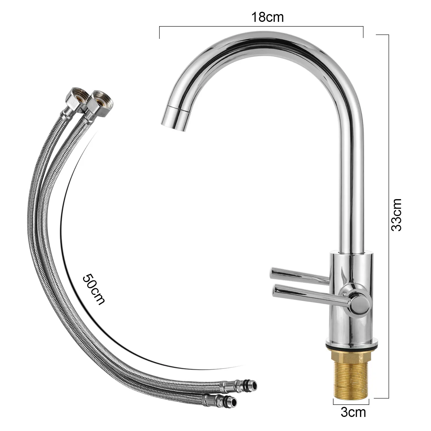  Set Modern Kitchen Sink Mixer Taps Handle Swivel Spout Dual Lever Faucet Mounting Accessories Fauce - 4000602031393